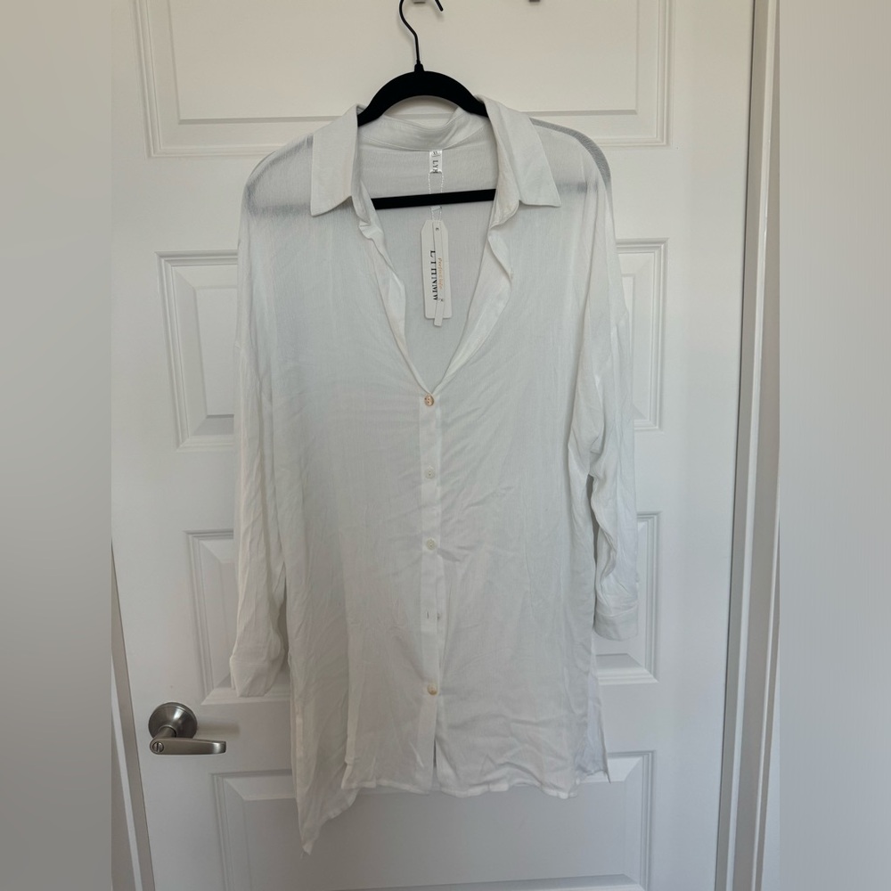 White button down cover up